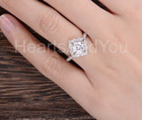 2.1ct Round Cut Moissanite Vintage-Inspired Milgrain Ring 14k White Gold Plated