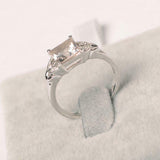 1.6ct Engagement Ring Princess Cut Morganite Leaf Accent 14k White Gold Finish