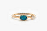 0.4ct Engagement Ring Oval Cut London Blue Topaz Minimalist 14k Rose Gold Finish