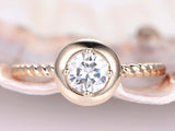 Rope Design Engagement Ring 0.5ct Round Cut VVS1D Diamond 14k Rose Gold Finish