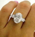 4.5ct Oval Cut Cocktail Trilogy Engagement Ring 14K White Gold Over Pear Accents