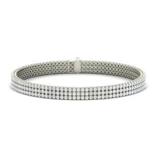 25Ct Round Sparkle Cut Diamond 3 Line Iced Tennis Bracelet 18K White Gold Finish