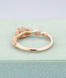 Vintage Milgrain Engagement Ring 1.5ct Round Cut Diamond 14k Rose Gold Finish