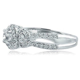 2ct Round Cut Diamond Engagement Ring Halo Trilogy Split Band 14k WhiteGold Over