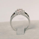 1ct Round Morganite Split Band Solitaire Round Accent Ring 14k White Gold Over