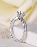 0.2ct Round Stone Ring Setting Round Simulated Semi Mount 14k White Gold Plated