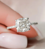 2.2ct Cushion Simulated Diamond Solitaire Engagement Ring 14k White Gold Plated
