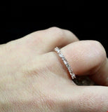 0.7ct Round Cut Diamond Wedding Band Half Eternity Petite 14k White Gold Finish