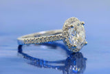 2.2ct Oval Cut Diamond Engagement Ring Halo 18k WhiteGold Over with Round Accent