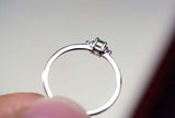 0.3ct Engagement Ring Oval Cut Emerald Trilogy Minimalist 14k White Gold Finish