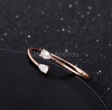 0.4ct Pear Cut Simulated Diamond Bypass Engagement Ring 14k Rose Gold Plated