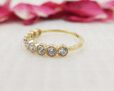 0.3ct Round Cut Moissanite Half Eternity Wedding Band 14k Yellow Gold Plated