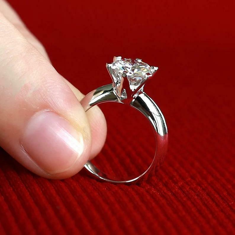 Engagement Ring Round Cut Diamond Prong Solitaire 14k