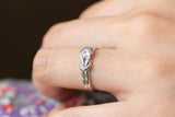 Knot Split Shank Engagement Ring 0.23ct Round Cut Diamond 14k White Gold Finish