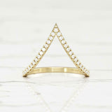 V Shaped Stylish Curved Wedding Band 0.8ct Round Cut Diamond 14k White Gold Over