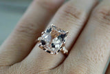 1.5ct Cushion Cut Peach Morganite Filigree Engagement Ring 18k Rose Gold Finish