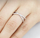 0.5ct Round Cut Moissanite Cross X Double Band Women Ring 14k White Gold Plated