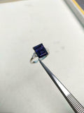 2ct Emerald Cut Sapphire Petite Round Accents Solitaire Ring 14k White Gold Over