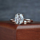 1Ct Oval Cut Diamond Minimalist Solitaire Engagement Ring 14K Rose Gold Finish