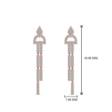 2ct Round Cut VVS1 Diamond Vertical Bar Drop Earrings Women 14k Rose Gold Finish