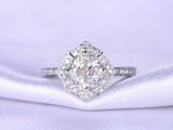 2ct Cushion Cut VVS1D Diamond Engagement Ring Vintage Halo 14k White Gold Finish
