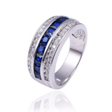 4ct Princess Cut Blue Sapphire Wedding Band Ring 14k White Gold Finish Eternity