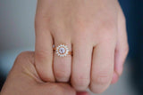 2.5ct Round Diamond Marquise Stone Halo Sun Floral Ring 14k Rose Gold Over Ring