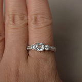 1ct Round Cut Diamond Engagement Ring 14k White Gold Finish Accents Solitaire