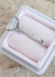 2.45ct Radiant Cut Simulated Diamond Hidden Halo Ring 14k White Gold Plated