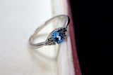 0.55ct Engagement Ring Oval Cut Blue Topaz Dainty Minimalist 14k White Gold Over