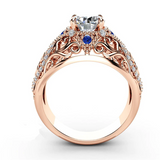 2ct Round Cut Diamond Engagement Ring 14k Rose Gold Over Filigree Vintage Hollow