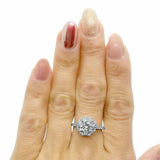 2.5ct Round Cut Diamond Engagement Ring Halo Floral Solitaire 14k WhiteGold Over