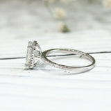 4Ct Radiant Cut DVVS1 Diamond Accents Halo Engagement Ring 14K White Gold Finish