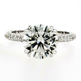 3Ct Round Cut Diamond Hidden Halo Solitaire Engagement Ring 14K White Gold Over