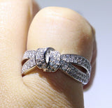2ct Round Cut VVS1 Diamond Engagement Ring 14k White Gold Finish Ribbon Bow Knot