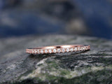 1Ct Round Diamond Minimalist Slim Eternity Wedding Ring Band 14K Rose Gold Over