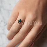 0.5ct Marquise Cut Simulated London Blue Topaz Solitaire Ring 14k Gold Plated