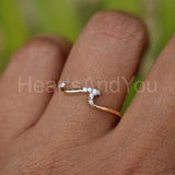 0.07ct Round Cut Moissanite Wave Dainty Engagement Ring 14K Rose Gold Plated