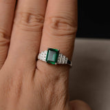 2ct Emerald Cut Green Emerald Promise Wedding Engagement Ring 14k WhiteGold Over