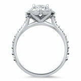2.5ct Round Cut Diamond Engagement Ring Halo Floral Solitaire 14k WhiteGold Over