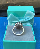 2.2ct Emerald Cut Simulated Red Garnet Halo Cocktail Ring 14k White Gold Plated