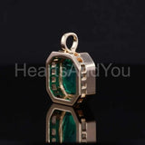 1ct Asscher Simulated Green Emerald Bezel Pendant 14k YellowGold Plated NO CHAIN