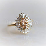 2ct Oval Cut Simulated Morganite Ballerina Engagement Ring 14k YellowGold Plated
