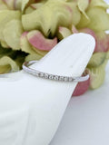 0.3ct Round Cut Moissanite Minimalist Women Wedding Band 14K White Gold Plated