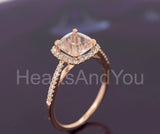 1ct Cushion Cut Simulated Morganite Halo Engagement Ring 14k Rose Gold Plated