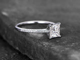 0.5ct Princess Cut VVS1D Diamond Solitaire Engagement Ring 14k White Gold Finish