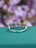 2.2ct Round Cut Red Garnet Engagement Ring 14k White Gold Finish Unique Trilogy
