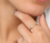 1ct Engagement Ring Round Cut Diamond Evil Eye Sun Design 14k Yellow Gold Finish