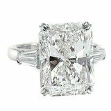 3.5ct Radiant Cut Diamond Solitaire Ring 14K White Gold Over and Baguette Accent