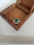 1ct Engagement Ring Round Cut Green Emerald Infinity 14k White Gold Finish